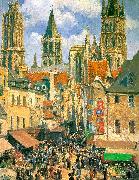 Camille Pissaro The Old Market Town at Rouen oil painting